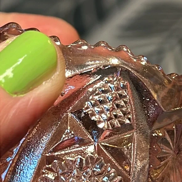 Vintage Imperial Glass Octagon Pink Carnival Glass Toothpick Holder - Picture 9 of 9